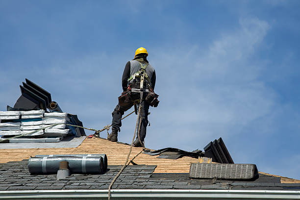 Professional Roof Replacement technician working in Bergenfield, NJ